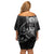 Personalised All Black New Zealand Darts Off Shoulder Short Dress Aoteroa Fern Maori Galaxy Style