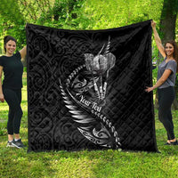 Personalised All Black New Zealand Darts Quilt Aoteroa Fern Maori Galaxy Style