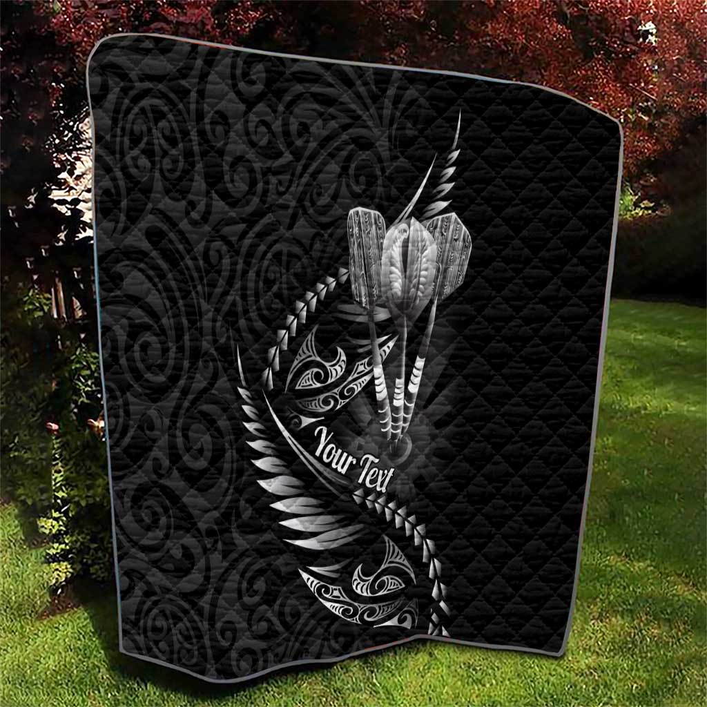 Personalised All Black New Zealand Darts Quilt Aoteroa Fern Maori Galaxy Style