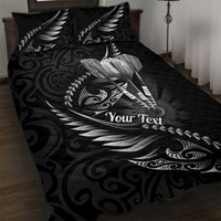 Personalised All Black New Zealand Darts Quilt Bed Set Aoteroa Fern Maori Galaxy Style