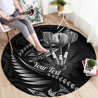 Personalised All Black New Zealand Darts Round Carpet Aoteroa Fern Maori Galaxy Style