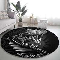 Personalised All Black New Zealand Darts Round Carpet Aoteroa Fern Maori Galaxy Style