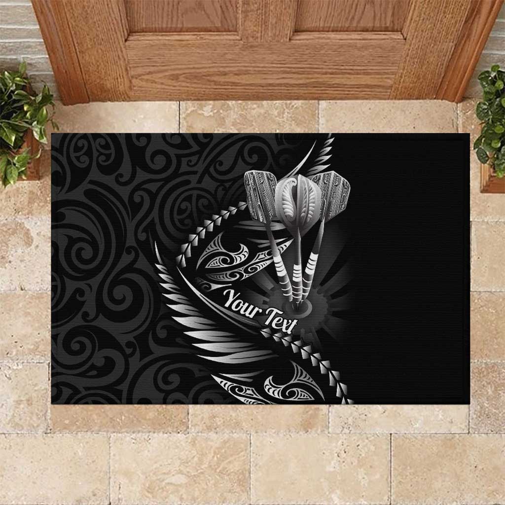 Personalised All Black New Zealand Darts Rubber Doormat Aoteroa Fern Maori Galaxy Style