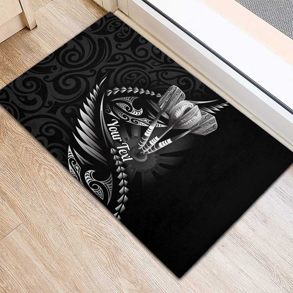 Personalised All Black New Zealand Darts Rubber Doormat Aoteroa Fern Maori Galaxy Style