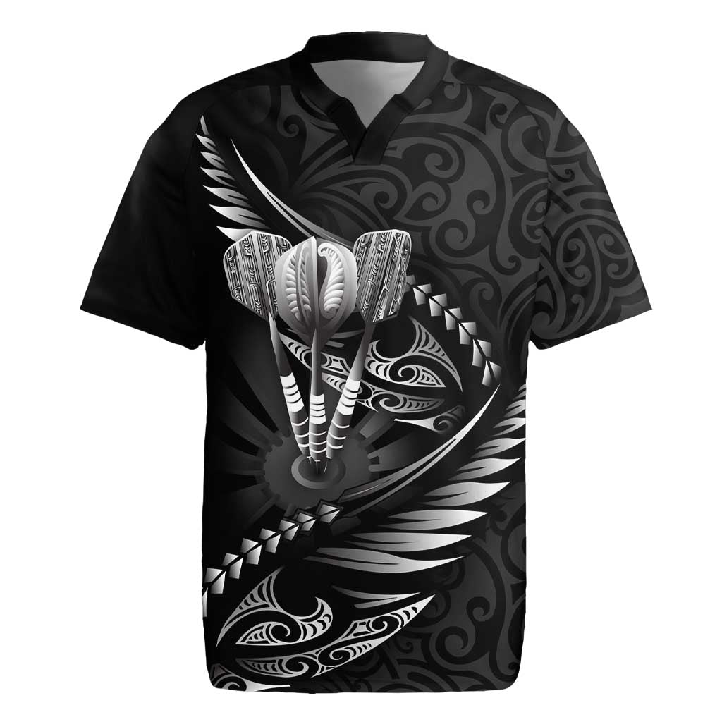 Personalised All Black New Zealand Darts Rugby Jersey Aoteroa Fern Maori Galaxy Style