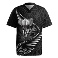 Personalised All Black New Zealand Darts Rugby Jersey Aoteroa Fern Maori Galaxy Style