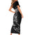 Personalised All Black New Zealand Darts Short Sleeve Bodycon Dress Aoteroa Fern Maori Galaxy Style