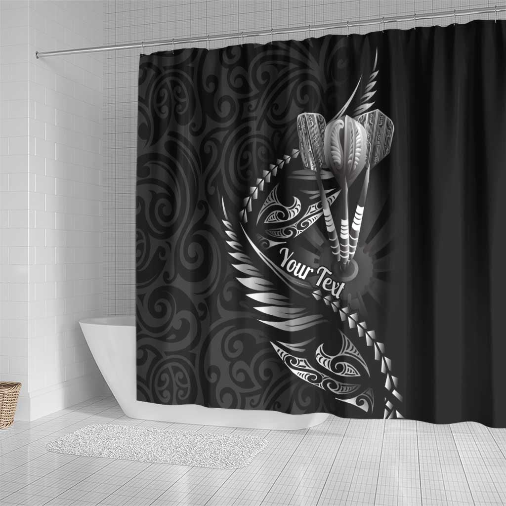 Personalised All Black New Zealand Darts Shower Curtain Aoteroa Fern Maori Galaxy Style