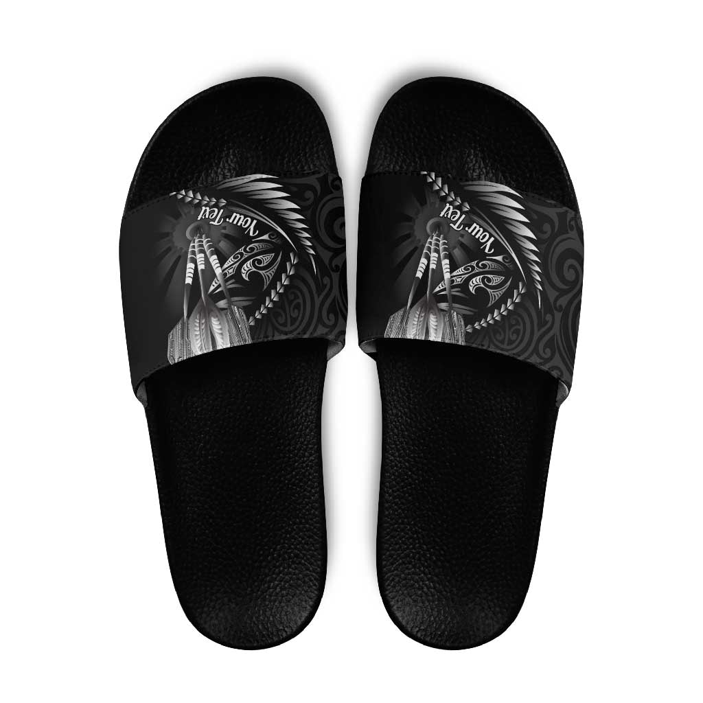 Personalised All Black New Zealand Darts Slide Sandals Aoteroa Fern Maori Galaxy Style - Polynesian Pride