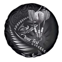 Personalised All Black New Zealand Darts Spare Tire Cover Aoteroa Fern Maori Galaxy Style