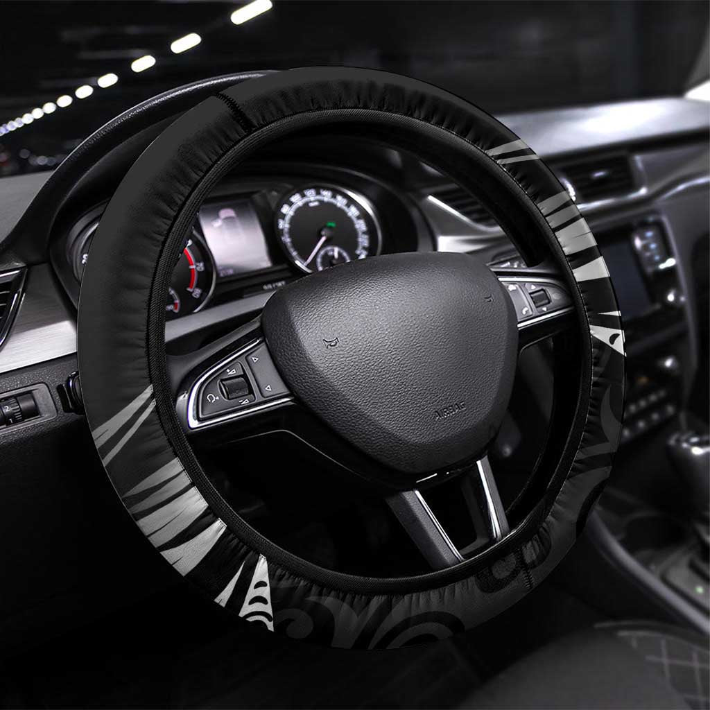 All Black New Zealand Darts Steering Wheel Cover Aoteroa Fern Maori Galaxy Style