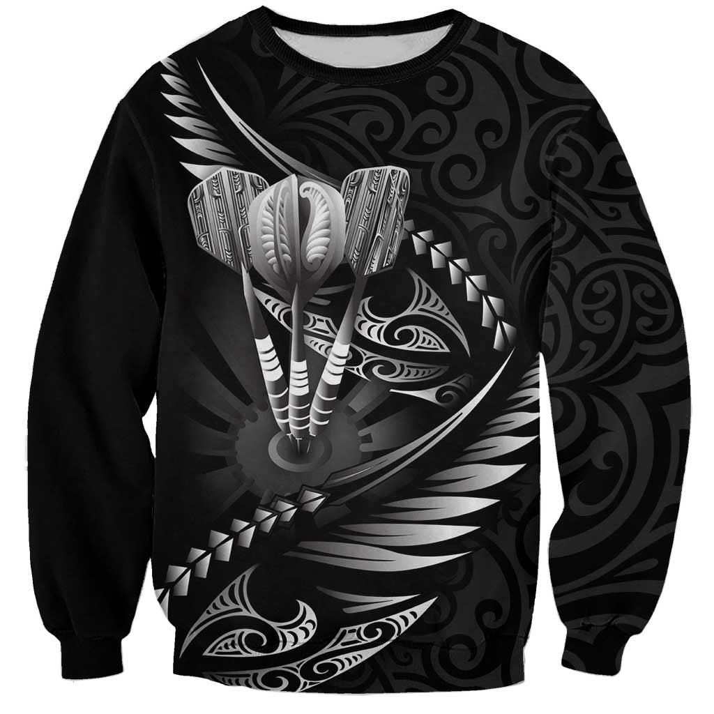 Personalised All Black New Zealand Darts Sweatshirt Aoteroa Fern Maori Galaxy Style