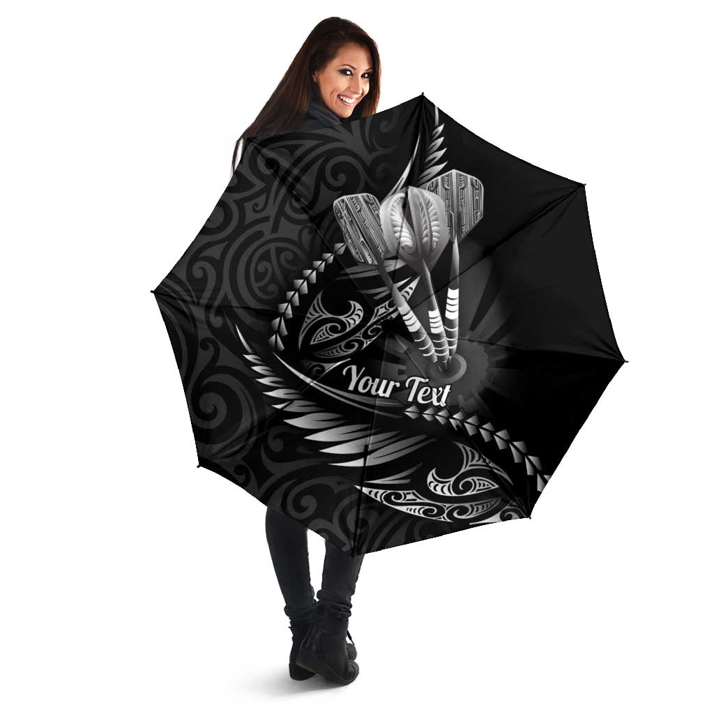 Personalised All Black New Zealand Darts Umbrella Aoteroa Fern Maori Galaxy Style - Polynesian Pride