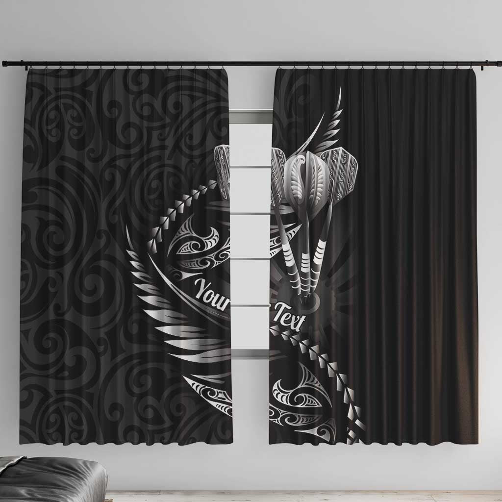 Personalised All Black New Zealand Darts Window Curtain Aoteroa Fern Maori Galaxy Style