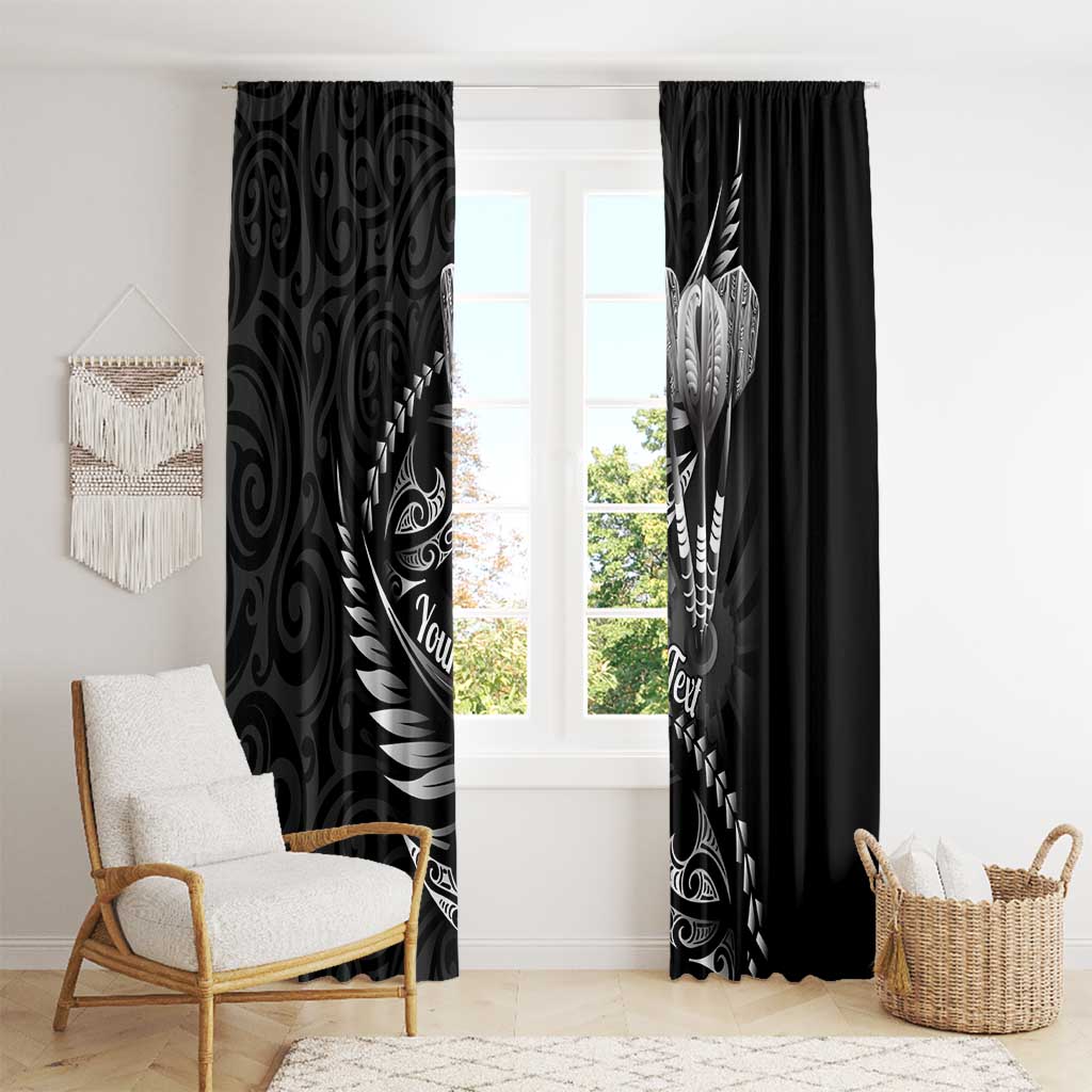 Personalised All Black New Zealand Darts Window Curtain Aoteroa Fern Maori Galaxy Style