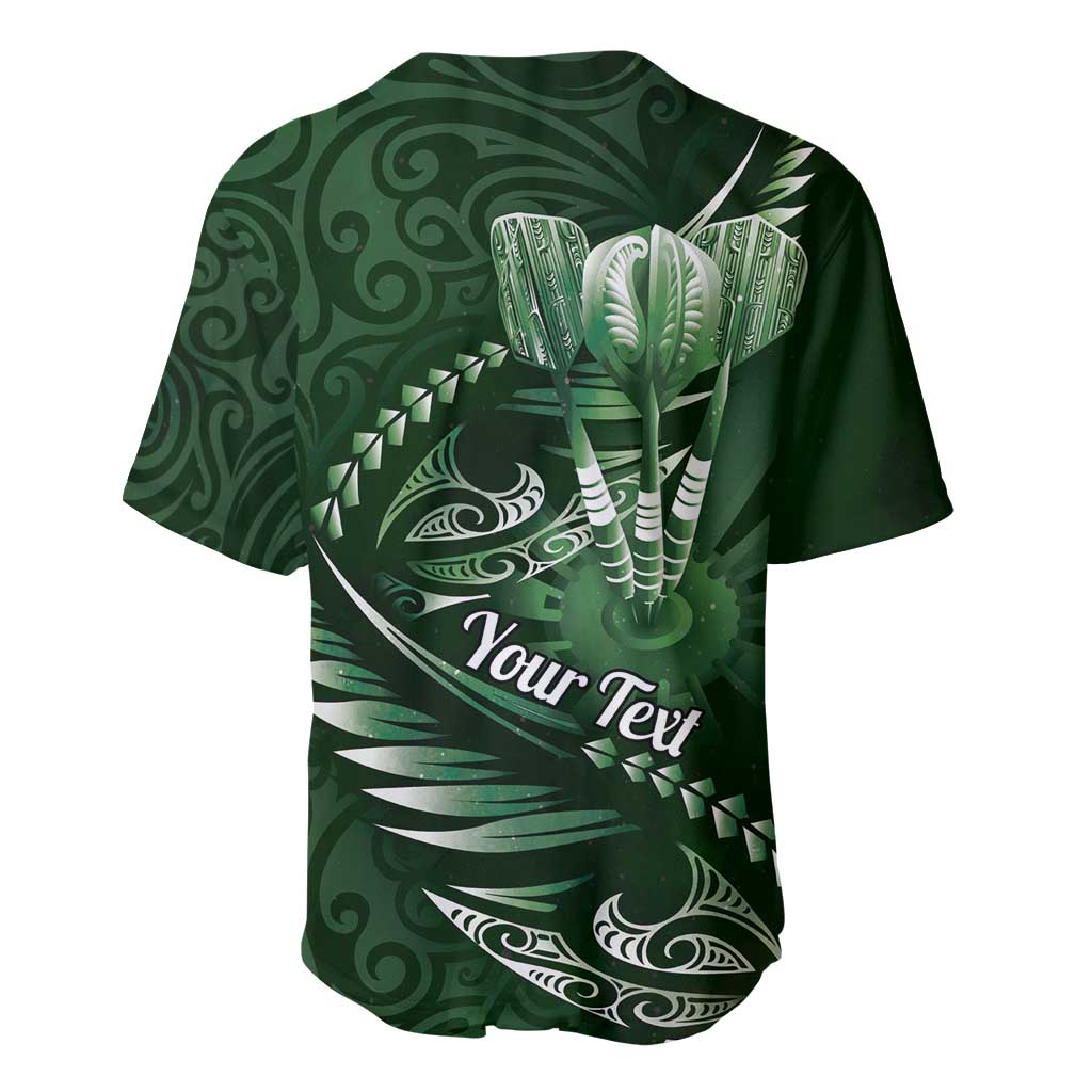 Personalised All Green New Zealand Darts Baseball Jersey Aoteroa Fern Maori Galaxy Style