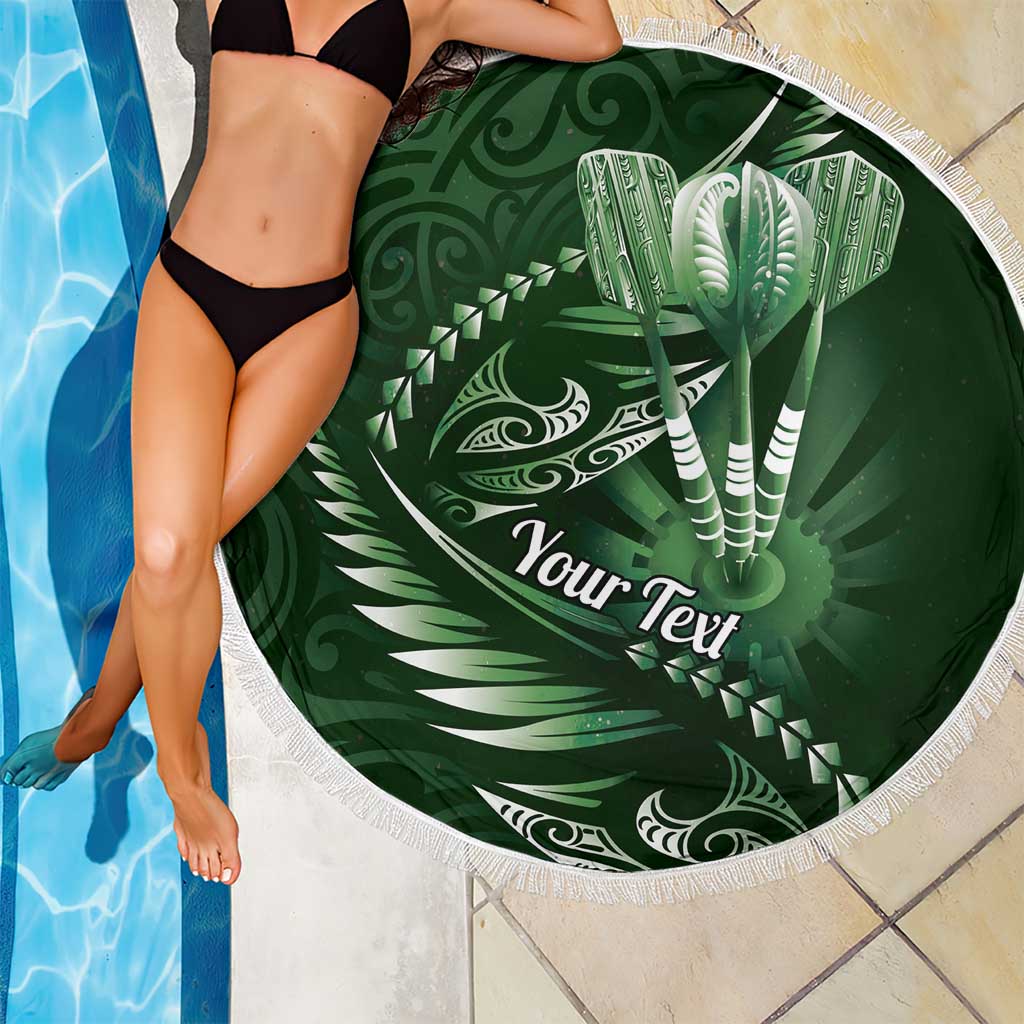 Personalised All Green New Zealand Darts Beach Blanket Aoteroa Fern Maori Galaxy Style