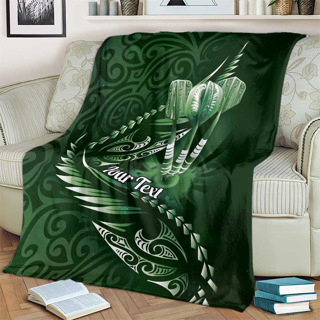 Personalised All Green New Zealand Darts Blanket Aoteroa Fern Maori Galaxy Style