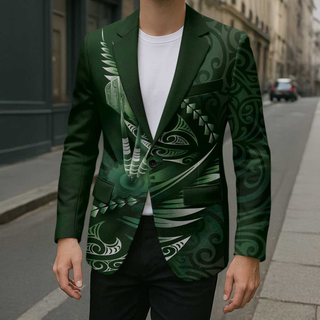 Personalised All Green New Zealand Darts Blazer Aoteroa Fern Maori Galaxy Style - Polynesian Pride