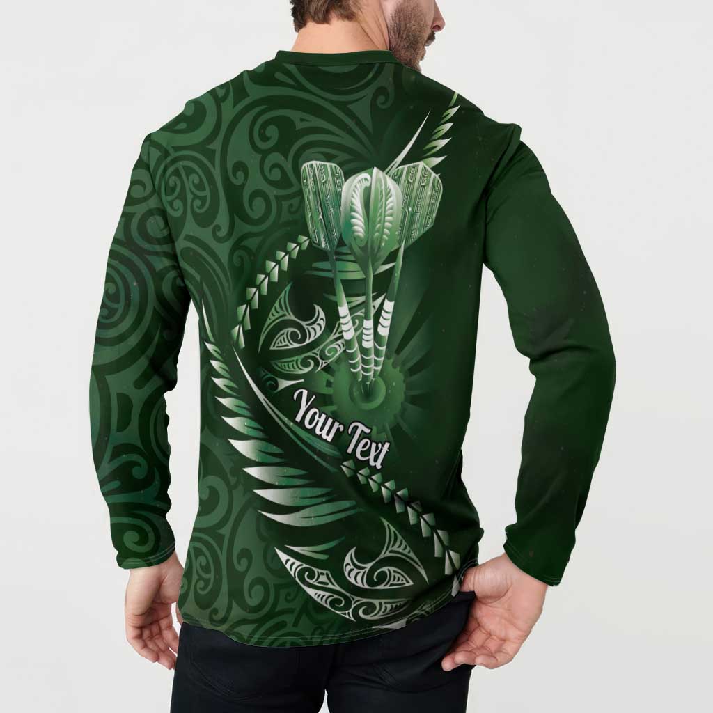 Personalised All Green New Zealand Darts Button Sweatshirt Aoteroa Fern Maori Galaxy Style