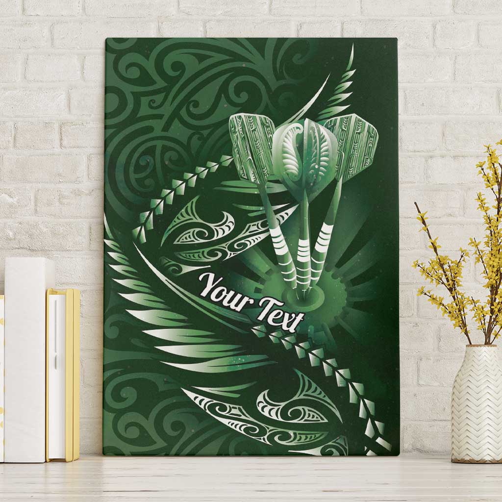 Personalised All Green New Zealand Darts Canvas Wall Art Aoteroa Fern Maori Galaxy Style