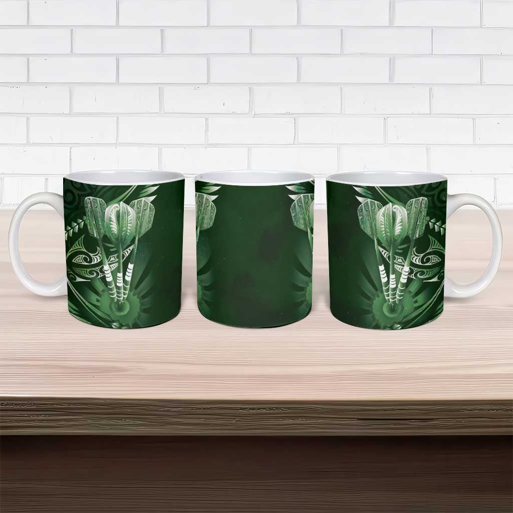 All Green New Zealand Darts Ceramic Mug Aoteroa Fern Maori Galaxy Style - Polynesian Pride