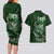 Personalised All Green New Zealand Darts Couples Matching Long Sleeve Bodycon Dress and Hawaiian Shirt Aoteroa Fern Maori Galaxy Style