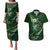 Personalised All Green New Zealand Darts Couples Matching Puletasi and Hawaiian Shirt Aoteroa Fern Maori Galaxy Style