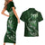 Personalised All Green New Zealand Darts Couples Matching Short Sleeve Bodycon Dress and Hawaiian Shirt Aoteroa Fern Maori Galaxy Style