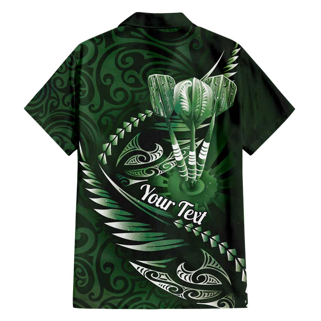 Personalised All Green New Zealand Darts Family Matching Long Sleeve Bodycon Dress and Hawaiian Shirt Aoteroa Fern Maori Galaxy Style