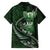 Personalised All Green New Zealand Darts Family Matching Off The Shoulder Long Sleeve Dress and Hawaiian Shirt Aoteroa Fern Maori Galaxy Style