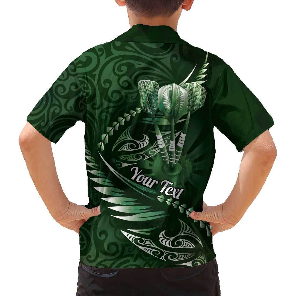 Personalised All Green New Zealand Darts Family Matching Off Shoulder Short Dress and Hawaiian Shirt Aoteroa Fern Maori Galaxy Style