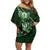 Personalised All Green New Zealand Darts Family Matching Off Shoulder Short Dress and Hawaiian Shirt Aoteroa Fern Maori Galaxy Style