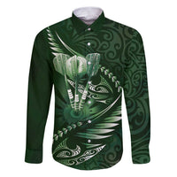 Personalised All Green New Zealand Darts Family Matching Puletasi and Hawaiian Shirt Aoteroa Fern Maori Galaxy Style