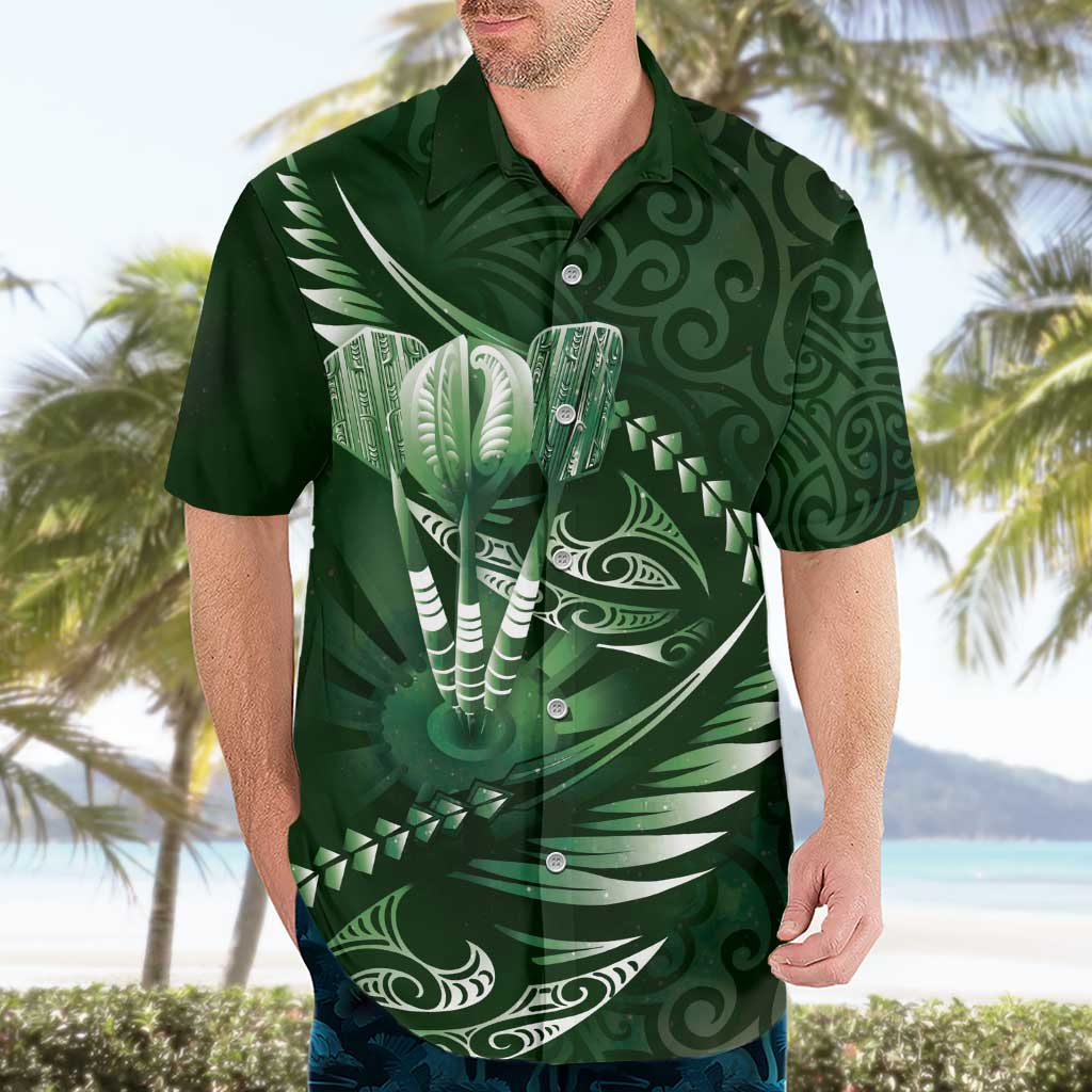 Personalised All Green New Zealand Darts Hawaiian Shirt Aoteroa Fern Maori Galaxy Style