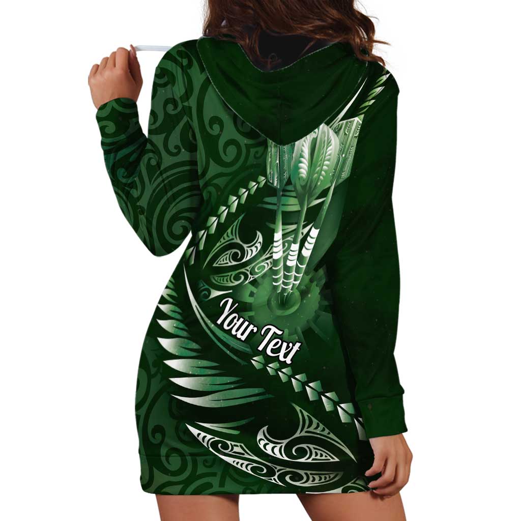 Personalised All Green New Zealand Darts Hoodie Dress Aoteroa Fern Maori Galaxy Style