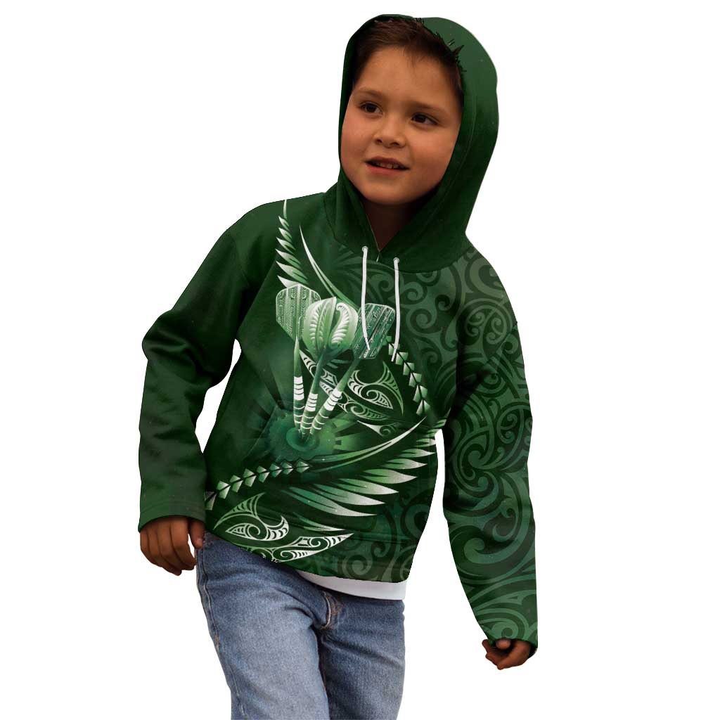 Personalised All Green New Zealand Darts Kid Hoodie Aoteroa Fern Maori Galaxy Style