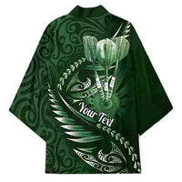 Personalised All Green New Zealand Darts Kimono Aoteroa Fern Maori Galaxy Style - Polynesian Pride