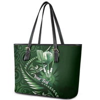Personalised All Green New Zealand Darts Leather Tote Bag Aoteroa Fern Maori Galaxy Style