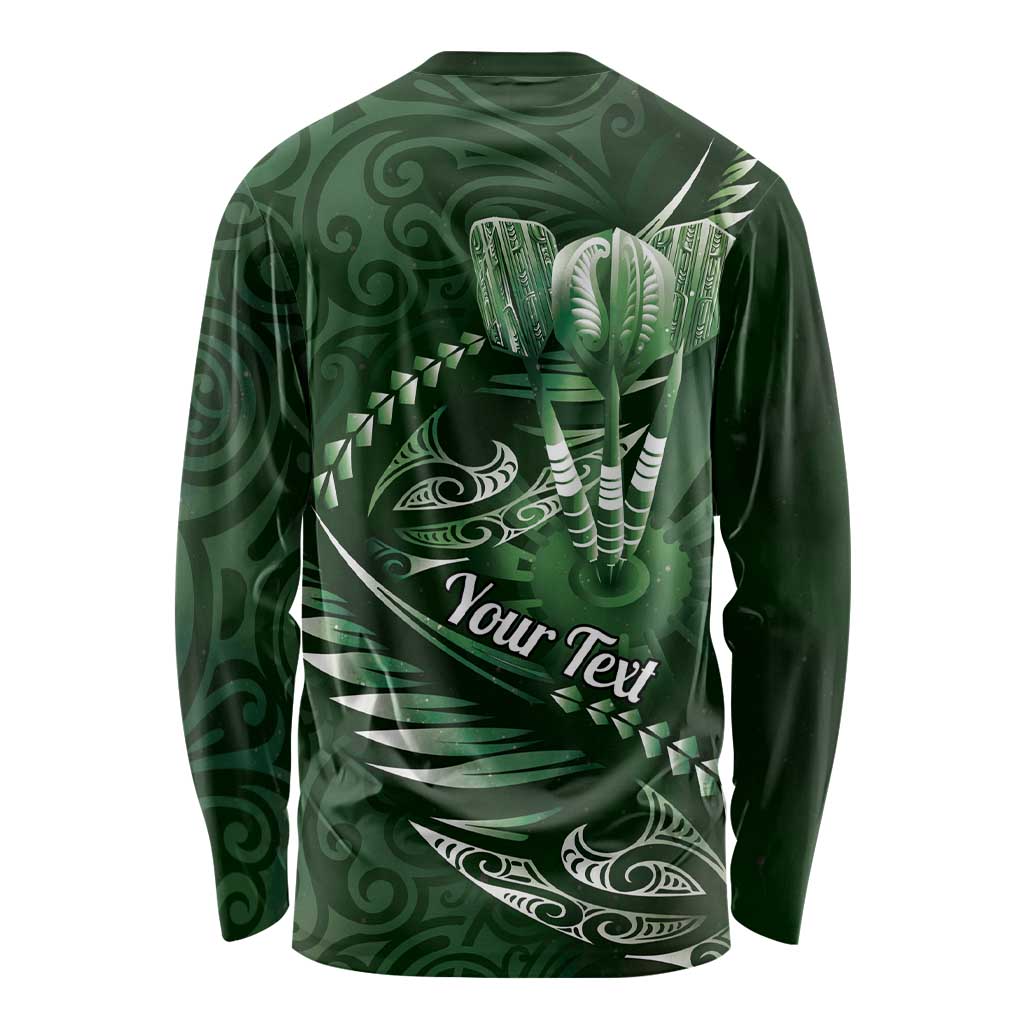 Personalised All Green New Zealand Darts Long Sleeve Shirt Aoteroa Fern Maori Galaxy Style