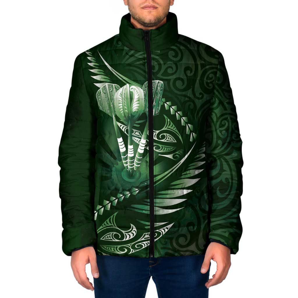 Personalised All Green New Zealand Darts Padded Jacket Aoteroa Fern Maori Galaxy Style - Polynesian Pride