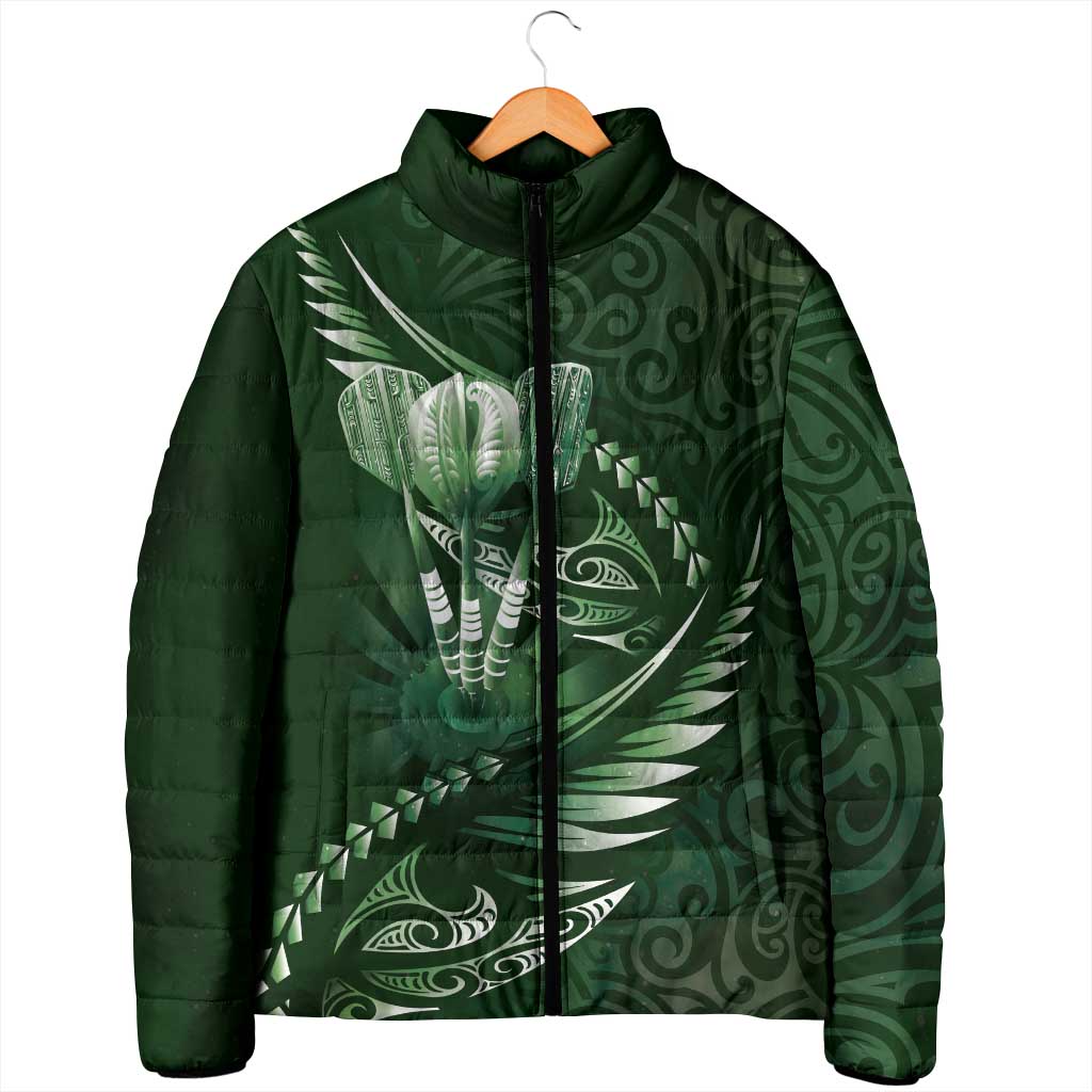 Personalised All Green New Zealand Darts Padded Jacket Aoteroa Fern Maori Galaxy Style - Polynesian Pride