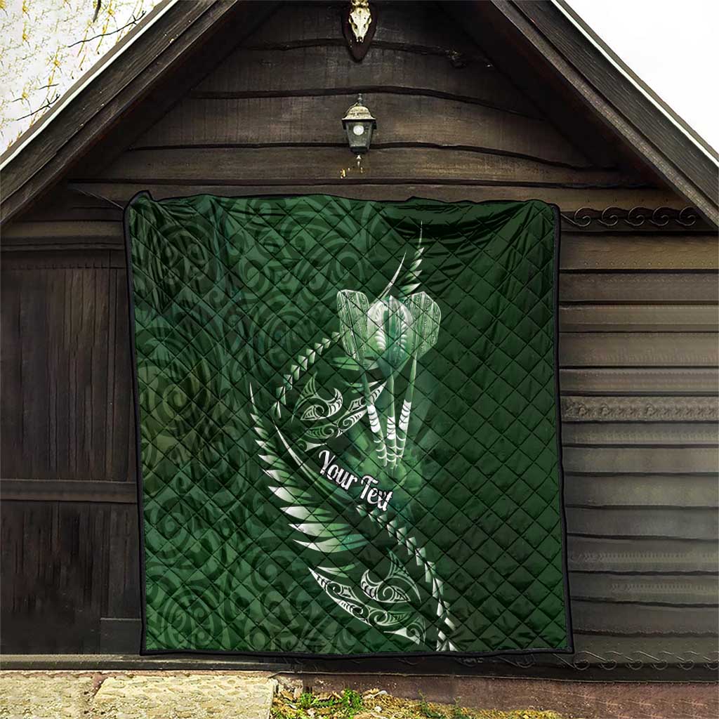 Personalised All Green New Zealand Darts Quilt Aoteroa Fern Maori Galaxy Style