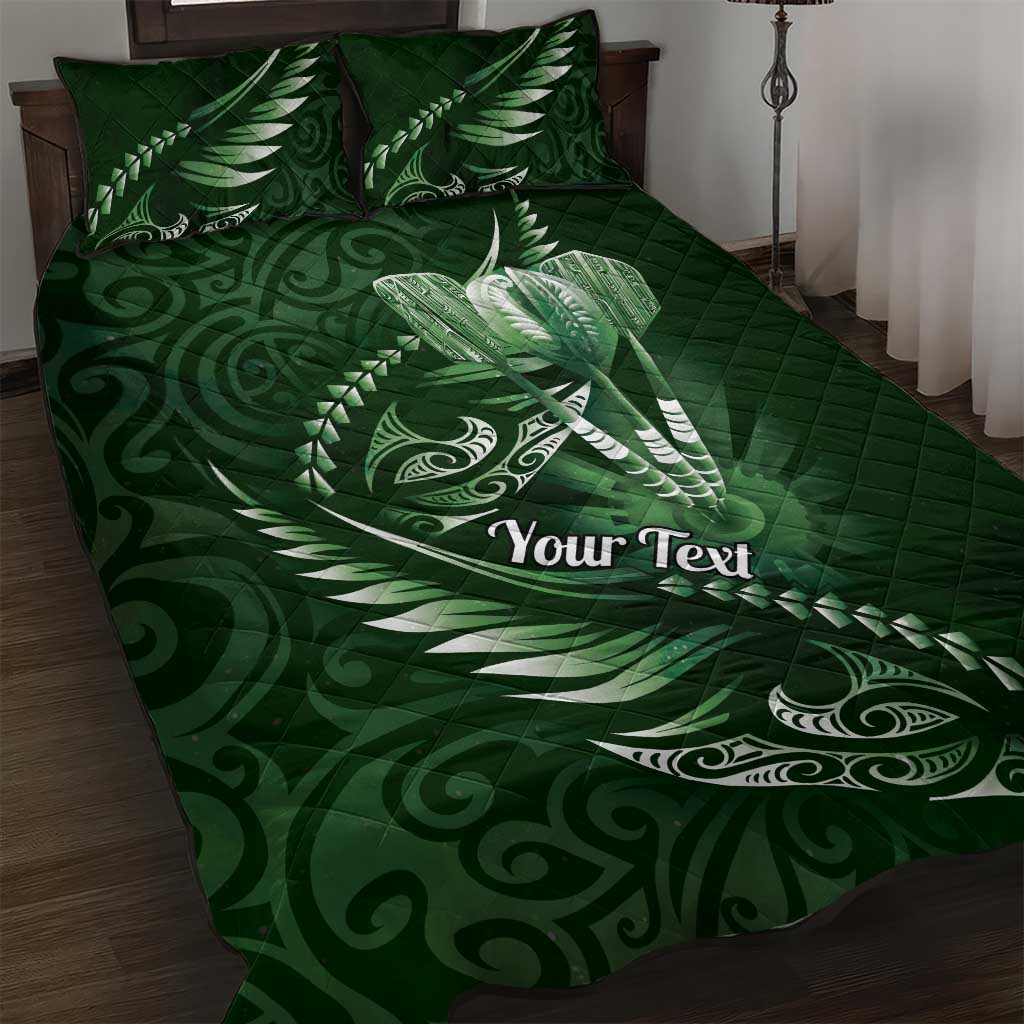 Personalised All Green New Zealand Darts Quilt Bed Set Aoteroa Fern Maori Galaxy Style