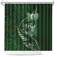 Personalised All Green New Zealand Darts Shower Curtain Aoteroa Fern Maori Galaxy Style