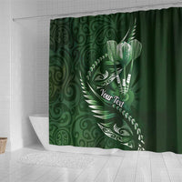 Personalised All Green New Zealand Darts Shower Curtain Aoteroa Fern Maori Galaxy Style