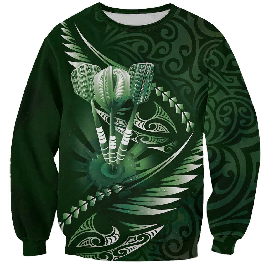 Personalised All Green New Zealand Darts Sweatshirt Aoteroa Fern Maori Galaxy Style