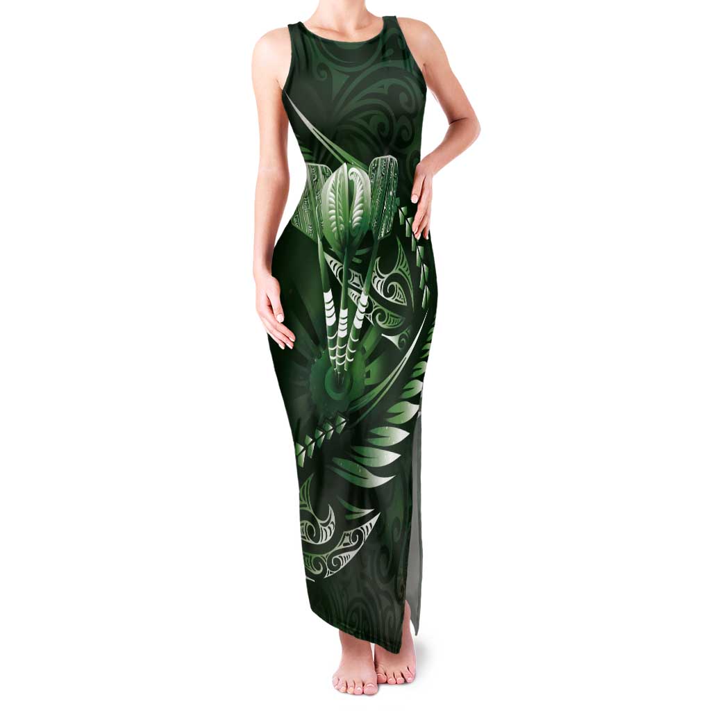 Personalised All Green New Zealand Darts Tank Maxi Dress Aoteroa Fern Maori Galaxy Style