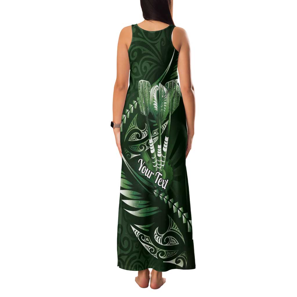 Personalised All Green New Zealand Darts Tank Maxi Dress Aoteroa Fern Maori Galaxy Style
