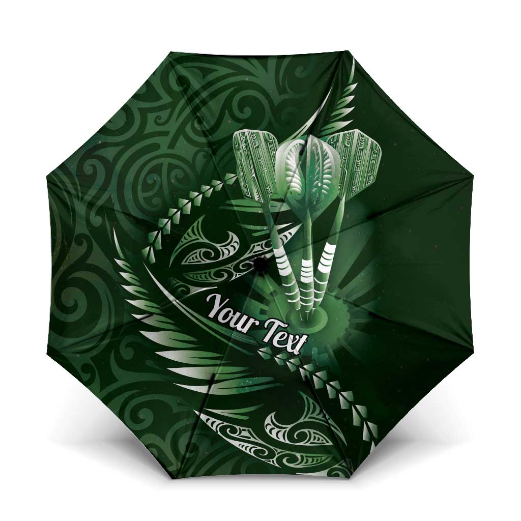 Personalised All Green New Zealand Darts Umbrella Aoteroa Fern Maori Galaxy Style - Polynesian Pride